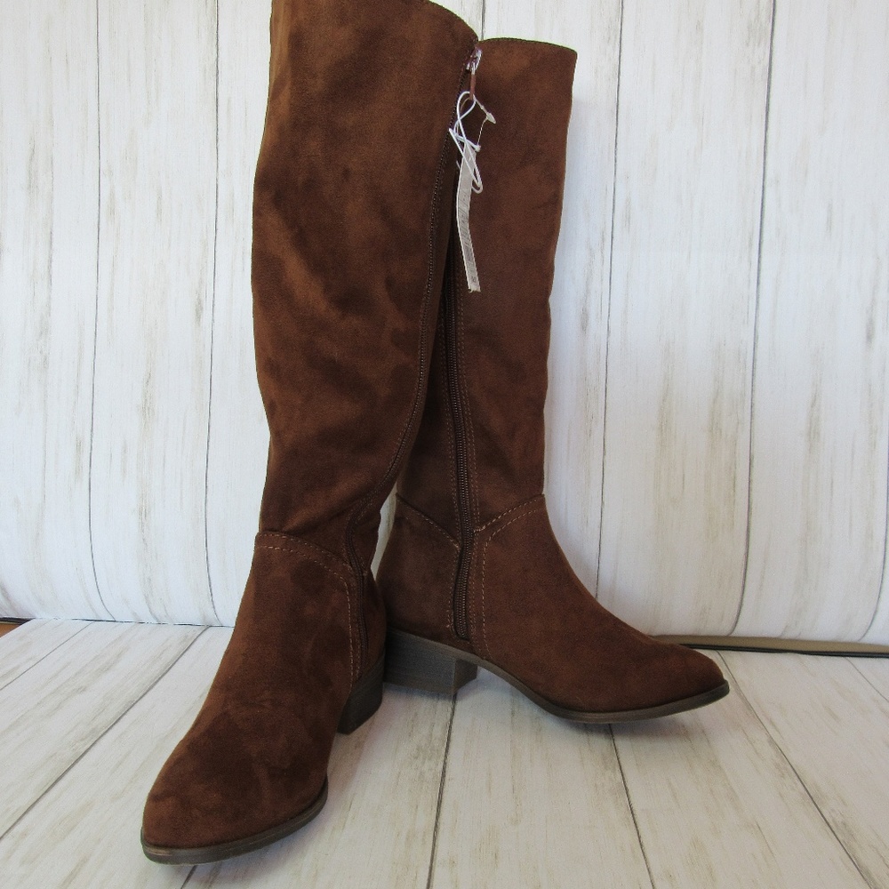 Womens Brielle Riding Boots Brown Zip Up Heeled